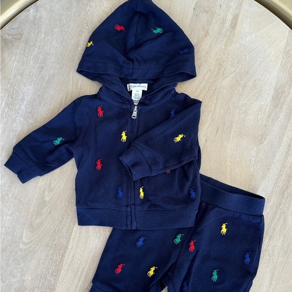 Ralph Lauren Baby Boys Multi Logo Tracksuit in Navy - Picture 3 of 3